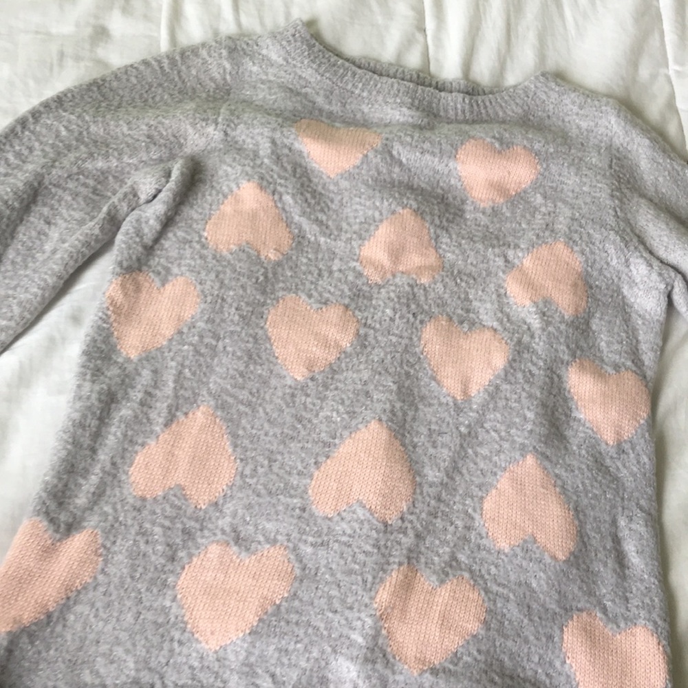 LC Grey and Pink Heart Sweater